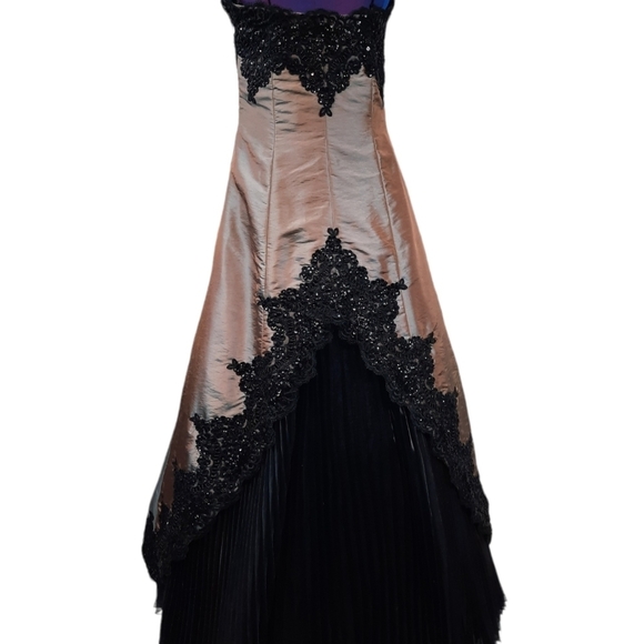 Jovani Prom Formal Gown Iridescent Sequin Embroidered w Faux French Bustle Sz 2 - Picture 8 of 16